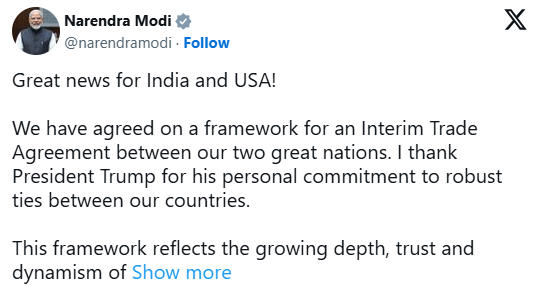美印初步贸易协议细节公开美国正式取消对印度进口俄油的惩罚性关税